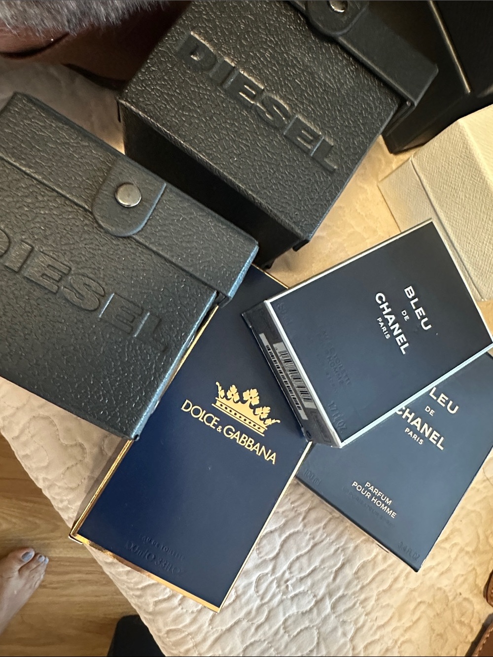 CHANEL Bleu de Chanel Navy and Gold / Dolce Gabbana / Diesel Men's empty boxes